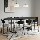 Ver imagem 3 de Mesa de Jantar 8 Lugares Retangular Orgânico com Vidro 200cm Pés Industrial Alina N01 Preto - Lyam