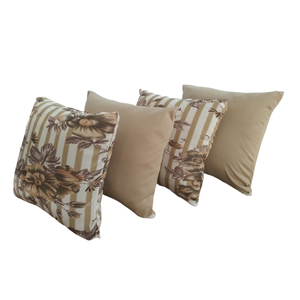 Kit 4 Capas de Almofada 40 X 40 Malha Gel Helanca com Zíper Estampadas e Lisas Decoração:2 Bege