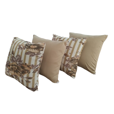 Kit 4 Capas de Almofada 40 X 40 Malha Gel Helanca com Zíper Estampadas e Lisas Decoração:2 Bege