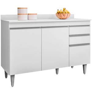 Balcão Gabinete para Cozinha com Tampo 120cm Maya M05 Branco - Inoviza