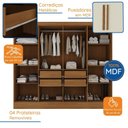 Ver imagem 7 de Guarda Roupa Casal 100% MDF 8 Portas 4 Gavetas com Espelhos, Cabideiro e Prateleiras 226x199x47cm
