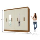 Ver imagem 4 de Guarda Roupa Casal 100% MDF 8 Portas 4 Gavetas com Espelhos, Cabideiro e Prateleiras 226x199x47cm