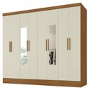 Ver imagem 5 de Guarda Roupa Casal 100% MDF 8 Portas 4 Gavetas com Espelhos, Cabideiro e Prateleiras 226x199x47cm
