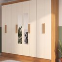 Ver imagem 1 de Guarda Roupa Casal 100% MDF 8 Portas 4 Gavetas com Espelhos, Cabideiro e Prateleiras 226x199x47cm