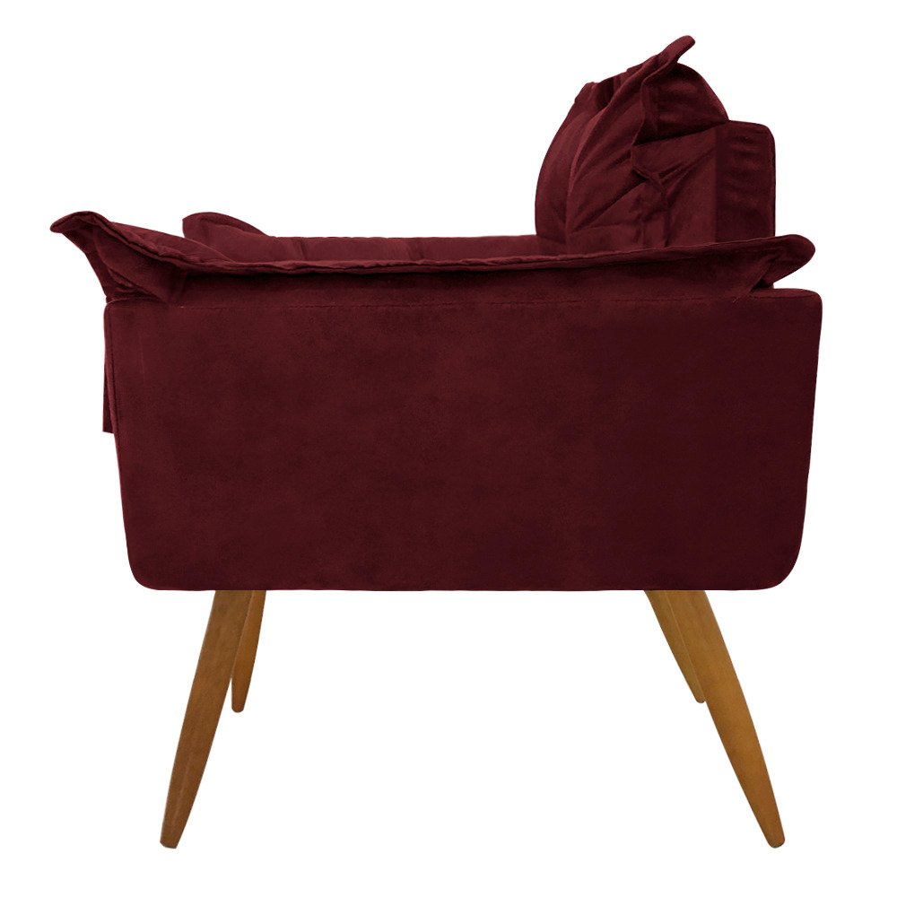 Kit 4 Poltrona Opala Decorativa para Sala de Estar Recepção Corino Bordô - 4