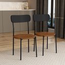 Ver imagem 2 de Kit 2 Cadeiras de Jantar Estofadas Ergonômico 288 Preto e Camel