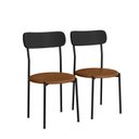Ver imagem 1 de Kit 2 Cadeiras de Jantar Estofadas Ergonômico 288 Preto e Camel