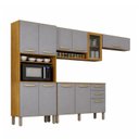 Ver imagem 2 de Cozinha Completa Modulada 11 Portas 2 Gavetas Adele Espresso Móveis Cinza/Cinamomo/Acetinado