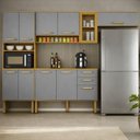 Ver imagem 1 de Cozinha Completa Modulada 11 Portas 2 Gavetas Adele Espresso Móveis Cinza/Cinamomo/Acetinado