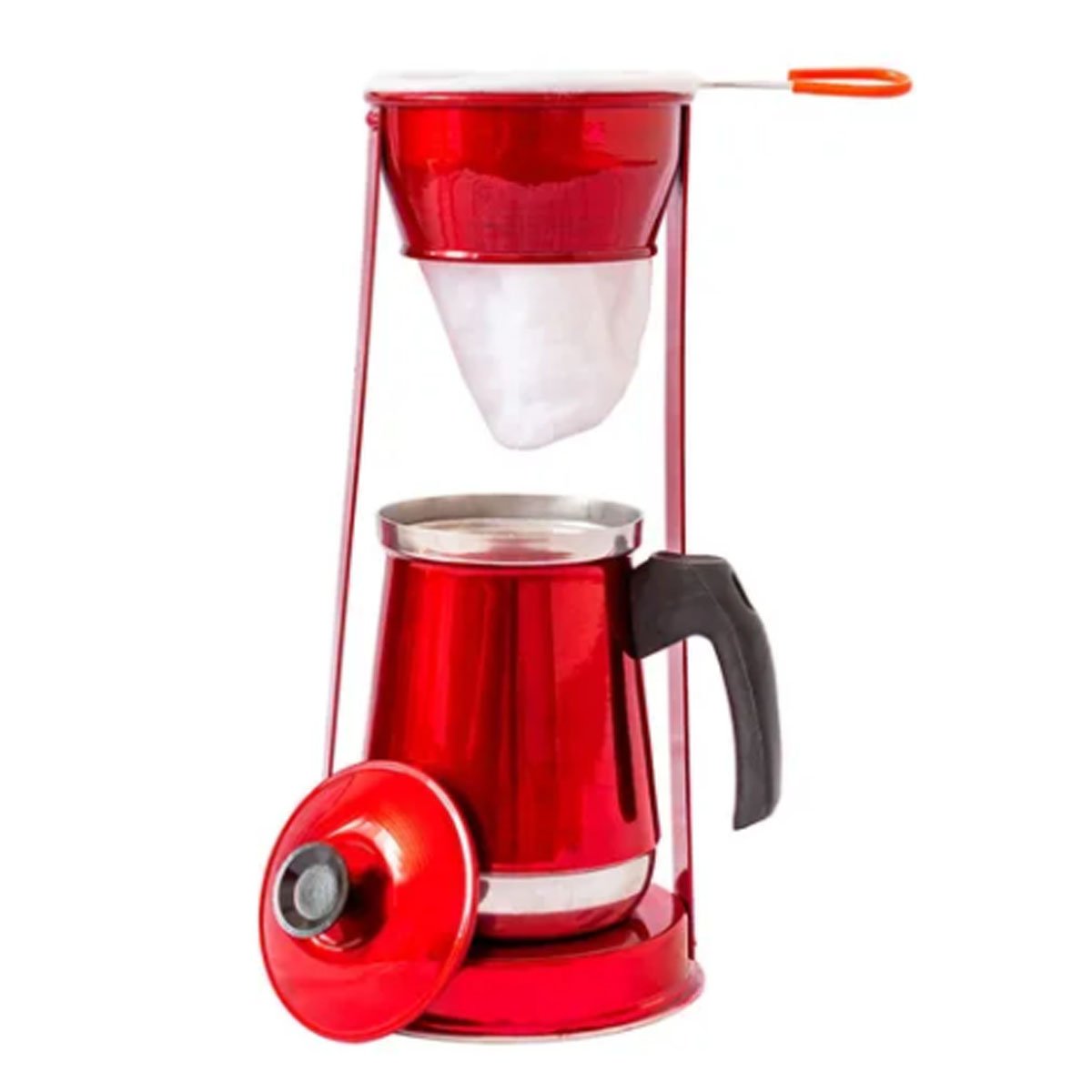 Suporte Coador De Café Bule Retro Alumínio - Vermelho - 1