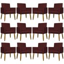 Ver imagem 1 de Kit 12 Poltronas Decorativas Mari Pé Palito Castanho - Bordô Suede