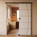 Ver imagem 1 de Porta Branca Friso 23 80x210cm + Kit Correr Preto Sobrepor