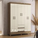 Ver imagem 2 de Guarda Roupa Casal Fit 6 Portas e 2 Gavetas Jequitibá/off White - Santos Andirá