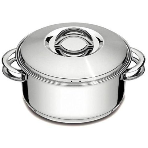 Caçarola Tramontina Solar Rasa em Aço Inox Fundo Triplo com Tampa e Alças 20 cm 2,9 L