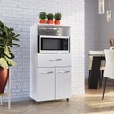 Ver imagem 1 de Armário Balcão Multiuso para Cozinha Micro-ondas e Forno Luna 02 Portas 01 Gaveta Branco Moblis