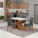 Ver imagem 2 de Conjunto de Mesa Sala de Jantar Tampo com Vidro 1,36m Grécia 4 Cadeiras Trieste Dobuê Madeirado