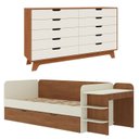 Ver imagem 2 de Quarto Infantil Cama de Solteiro 3 em 1 e Cômoda 10 Gavetas em MDF Premium Helena e Alice Bege/Off White/Castanho