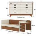 Ver imagem 3 de Quarto Infantil Cama de Solteiro 3 em 1 e Cômoda 10 Gavetas em MDF Premium Helena e Alice Bege/Off White/Castanho