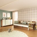 Ver imagem 1 de Quarto Infantil Cama de Solteiro 3 em 1 e Cômoda 10 Gavetas em MDF Premium Helena e Alice Bege/Off White/Castanho