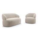 Ver imagem 1 de Kit Poltrona Giratória e Sofá Orgânico Living Glee 02 Lugares 140cm Veludo Bege - Desk Design
