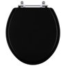 Assento Sanitário Tampa de Vaso Madeira MDF Laqueado Convencional Oval Universal 6lpf - Preto - 1