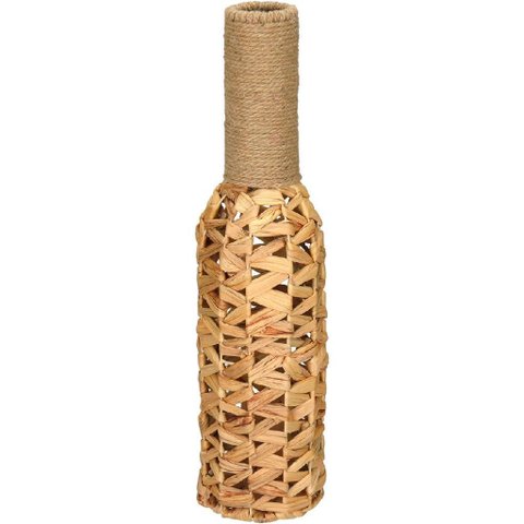 Vaso Decorativo de Fibra Natural e Metal 61x15x15cm Enfeite Sala Mesa Estante