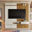 Ver imagem 5 de Painel Ripado 190cm Para TV 75 Polegadas Bless 1.9 Lukaliam Off White/Freijo