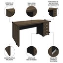 Ver imagem 3 de Mesa para Escritório 4 Gavetas Lado Direito e Mesa Auxiliar Corp A06 - Mpozenato