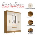 Ver imagem 3 de Guarda Roupa Casal New Cuba com Espelho e Cômoda Venus com Pés Freijó Off White - Moval