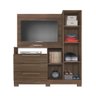 Cômoda Gaveteiro Com Painel Para TV Com Espelho 1 Porta 3 Gavetas 3 Nichos Quarto Marrom Escuro - 4