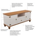 Ver imagem 5 de Rack para Tv 55 Polegadas com Pés Madeira Maciça 100% Mdf 2 Portas 1 Gaveta 150cm Tampo Base Joy