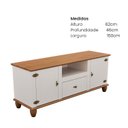 Ver imagem 3 de Rack para TV até 55 Polegadas 100% MDF 150cm Pés em Madeira Maciça 2 Portas 1 Gaveta Tampo Base Joy
