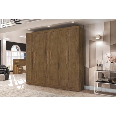 Roupeiro / Armário / Guarda Roupas Mali 06 Portas com Puxadores em Madeira Amplo Espaço Interno com