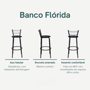 Ver imagem 3 de Kit 3 Banquetas para Balcão Bancada Cozinha Bistrô Ilhas Gourmet Bares Banco Flórida Preta