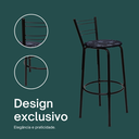 Ver imagem 4 de Kit 3 Banquetas para Balcão Bancada Cozinha Bistrô Ilhas Gourmet Bares Banco Flórida Preta