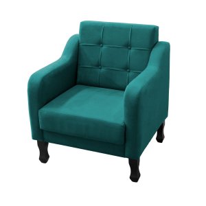 Poltrona Bella Para Sala Decorativa Suede:Azul Turqueza