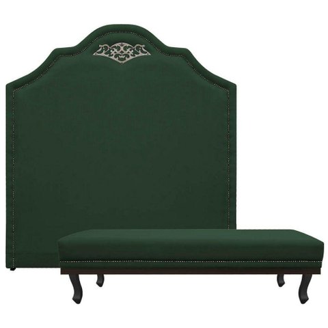 Kit Cabeceira E Calçadeira Queen 160 Cm Para Cama Box Verde