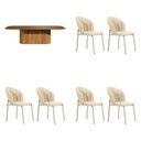 Ver imagem 2 de Conjunto Mesa de Jantar Kalina 6 Cadeiras Aço Carbono Estofadas Kalyx Canella/Linho Cru