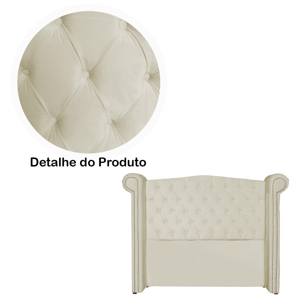 Conjunto Sienna Cabeceira e Recamier King 195 Cm Suede Marfim - DL DECOR - 3