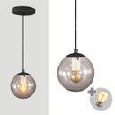Ver imagem 1 de Pendente Preto C/ Globo de Vidro Fumê de 14cm + Led 2w