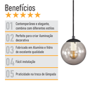 Ver imagem 5 de Pendente Preto C/ Globo de Vidro Fumê de 14cm + Led 2w