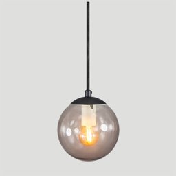Pendente Preto C/ Globo de Vidro Fumê de 14cm + Led 2w - 3
