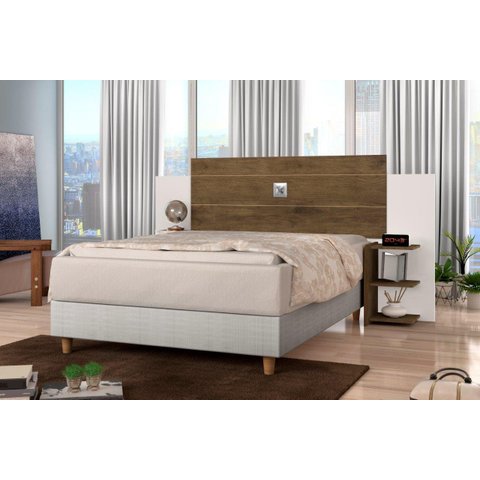 Cabeceira para Cama Box Regulável Acap Casal com Prateleiras Nas Laterais para Objetos Cor Jequitiba