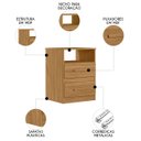 Ver imagem 3 de Mesa de Cabeceira para Quarto 2 Gavetas Kit 2 Ares M07 Freijó - Mpozenato