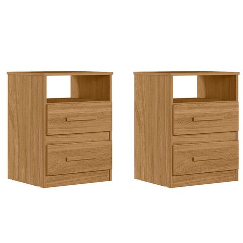 Mesa de Cabeceira para Quarto 2 Gavetas Kit 2 Ares M07 Freijó - Mpozenato