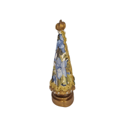 Nossa Senhora Aparecida M de Gesso com Manto de Flores Azuis Estatueta - 4