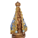 Ver imagem 2 de Nossa Senhora Aparecida M de Gesso com Manto de Flores Azuis Estatueta