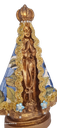 Ver imagem 2 de Nossa Senhora Aparecida M de Gesso com Manto de Flores Azuis Estatueta