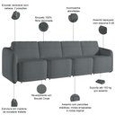 Ver imagem 4 de Sofá Cama para Sala de Estar 4 Lugares 396cm Montserrat K01 Bouclê Cinza - Lyam Decor