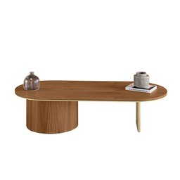 Mesa de Centro Ipê em Madeira Maciça Imbuia Mel Metal Champagne - 2